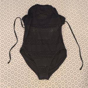 Black Mesh One-piece Swimsuit